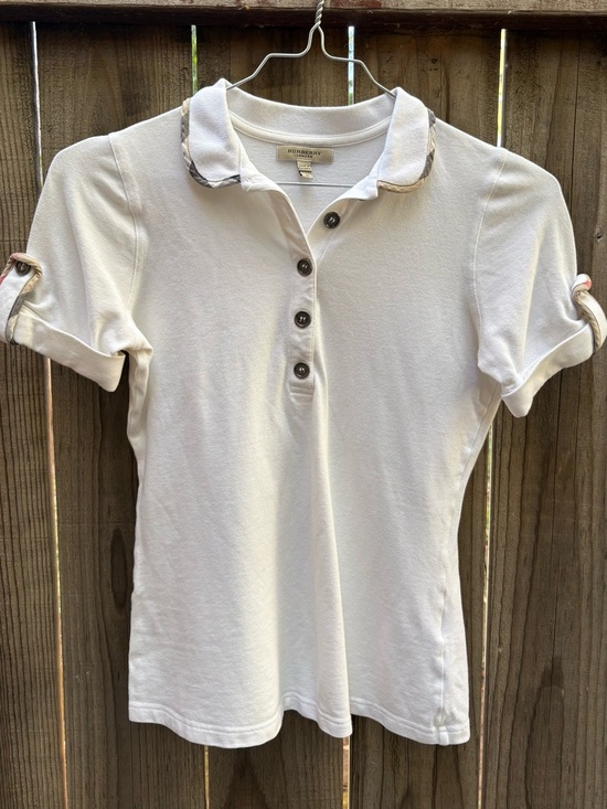 Burberry Tops - Burberry Cream Polo Shirt with Signature Trim